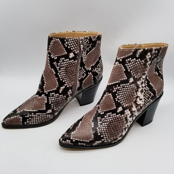 14th & Union Women Snake Faux Leather Heel Braxten Ankle Boots 8.5 - Picture 2 of 8